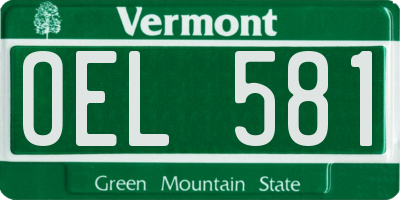 VT license plate OEL581