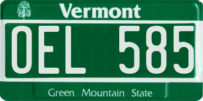 VT license plate OEL585