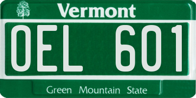 VT license plate OEL601