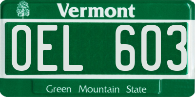 VT license plate OEL603