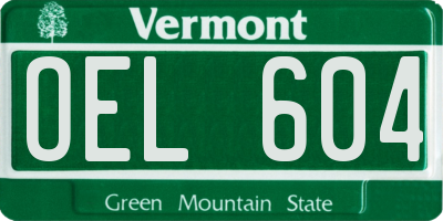 VT license plate OEL604