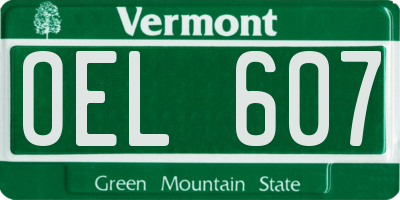 VT license plate OEL607