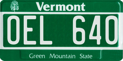 VT license plate OEL640