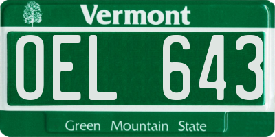 VT license plate OEL643