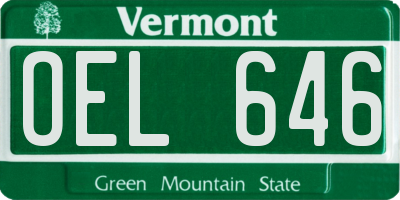 VT license plate OEL646