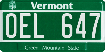 VT license plate OEL647