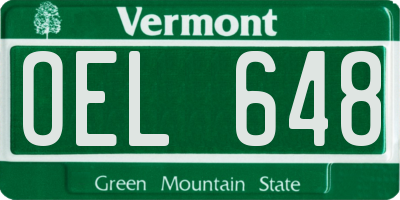 VT license plate OEL648