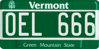 VT license plate OEL666