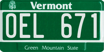 VT license plate OEL671
