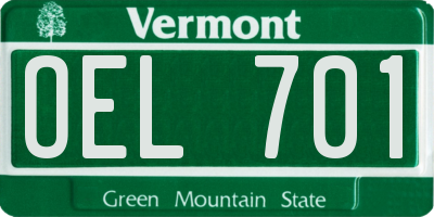 VT license plate OEL701