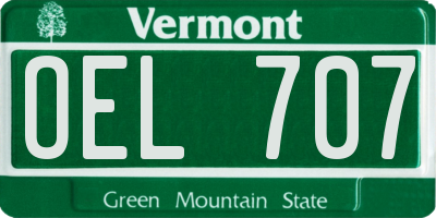 VT license plate OEL707