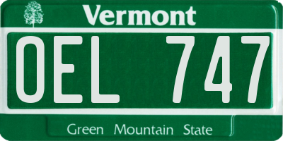 VT license plate OEL747