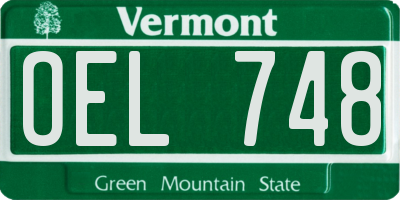 VT license plate OEL748