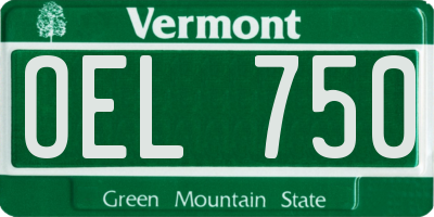 VT license plate OEL750