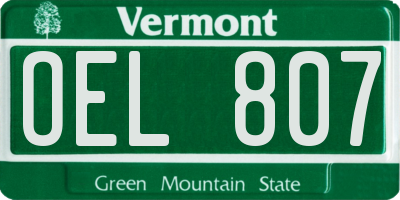 VT license plate OEL807