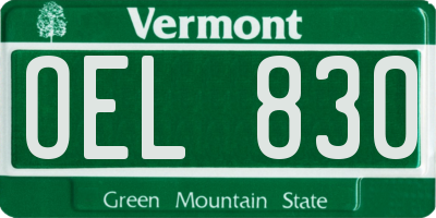 VT license plate OEL830