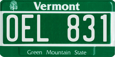 VT license plate OEL831