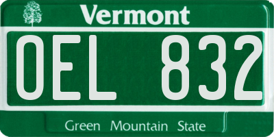 VT license plate OEL832