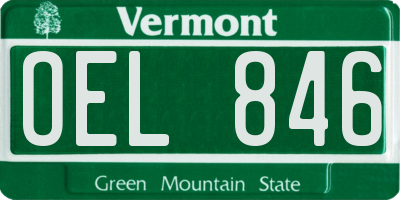 VT license plate OEL846