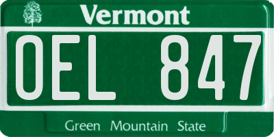 VT license plate OEL847