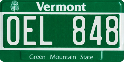 VT license plate OEL848