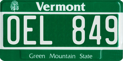 VT license plate OEL849
