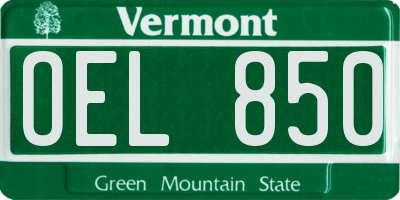 VT license plate OEL850