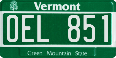 VT license plate OEL851