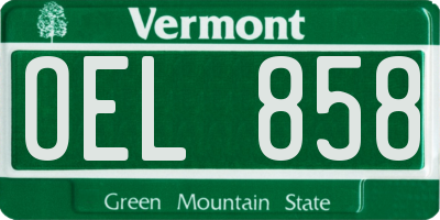 VT license plate OEL858