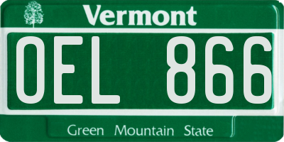 VT license plate OEL866