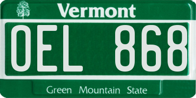 VT license plate OEL868