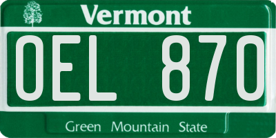 VT license plate OEL870