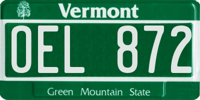 VT license plate OEL872