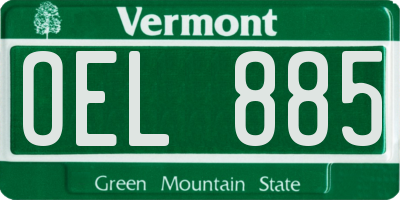 VT license plate OEL885