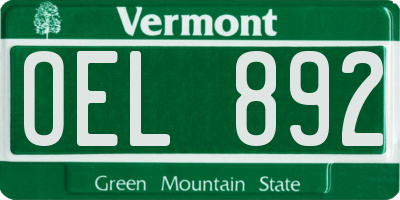 VT license plate OEL892