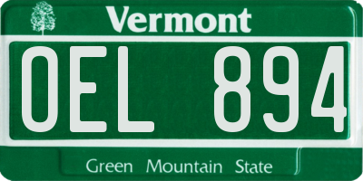 VT license plate OEL894