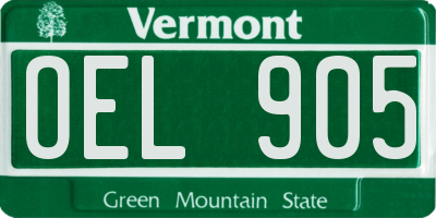 VT license plate OEL905