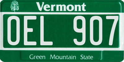 VT license plate OEL907