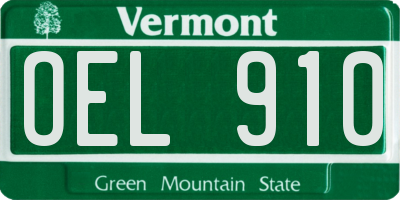 VT license plate OEL910