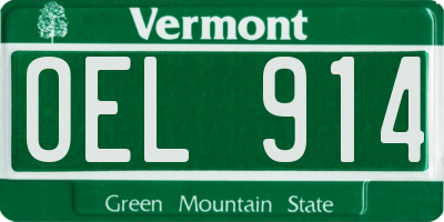 VT license plate OEL914