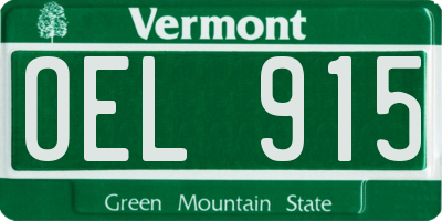 VT license plate OEL915