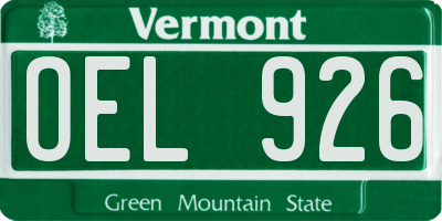 VT license plate OEL926
