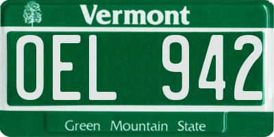 VT license plate OEL942
