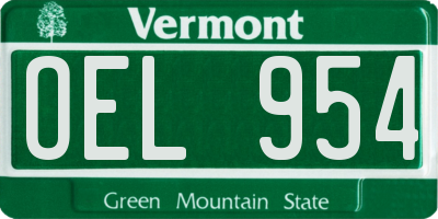 VT license plate OEL954