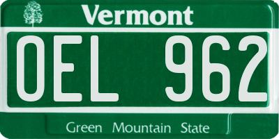 VT license plate OEL962