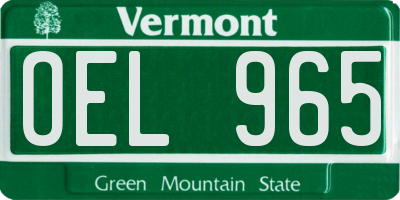 VT license plate OEL965