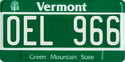 VT license plate OEL966