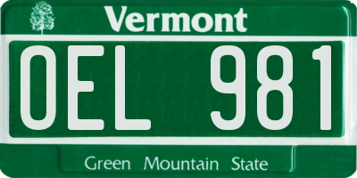 VT license plate OEL981