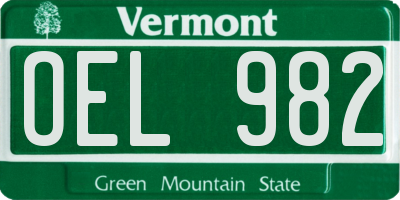 VT license plate OEL982