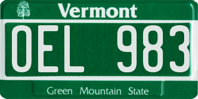 VT license plate OEL983
